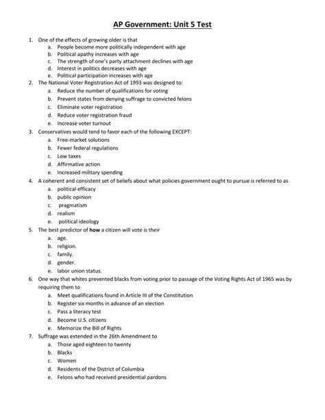 AP Gov Practice Exam 1 MCQ: Test Your Understanding