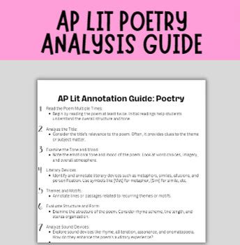 AP Lit Poems for Critical Analysis and Appreciation