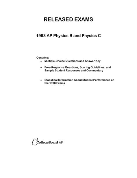 AP Physics B and Physics C Released Exams 1998 Doc