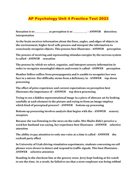 AP Psychology Unit 4 Practice Test: A Comprehensive Guide to Test Preparation