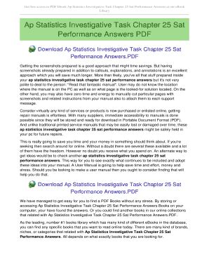 AP STATISTICS INVESTIGATIVE TASK CHAPTER 25 SAT PERFORMANCE ANSWERS Ebook PDF