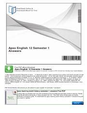 APEX ENGLISH 12 SEMESTER 1 ANSWERS Ebook PDF