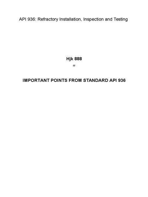 API 936 REFRACTORY INSTALLATION 3RD EDITION Ebook Doc