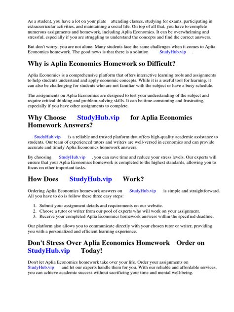 APLIA ECONOMICS HOMEWORK ANSWERS Ebook PDF