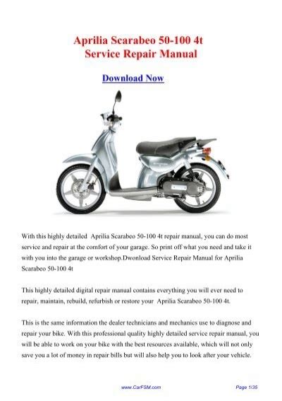 APRILIA SCARABEO 50 REPAIR MANUAL Ebook Kindle Editon