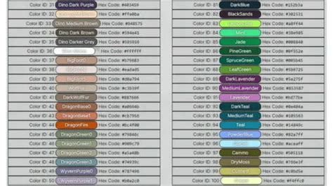 ARK ASA Color Chart: A Comprehensive Guide