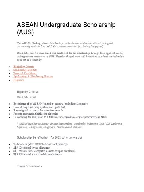 ASEAN Undergraduate Scholarship