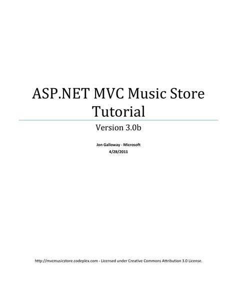 ASPNET MVC Music Store Tutorial Reader