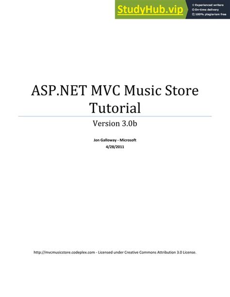 ASPNET MVC Music Store Tutorial Reader