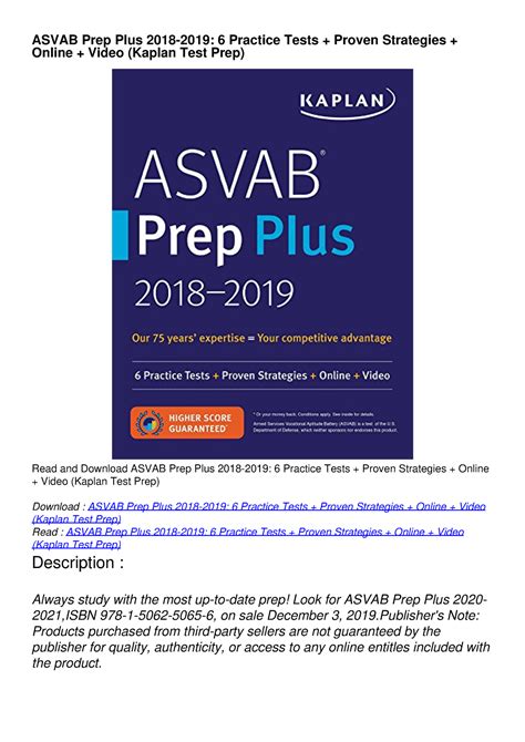 ASVAB Prep Plus 2018-2019 6 Practice Tests Proven Strategies Online Video Kaplan Test Prep Epub