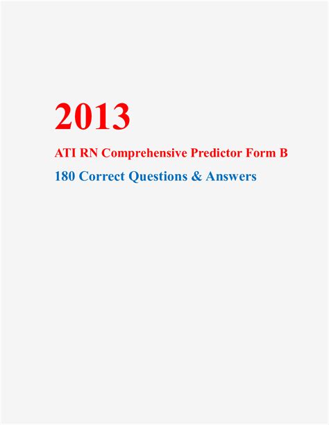 ATI COMPREHENSIVE PREDICTOR 2013 FORM B QUESTIONS Ebook Doc