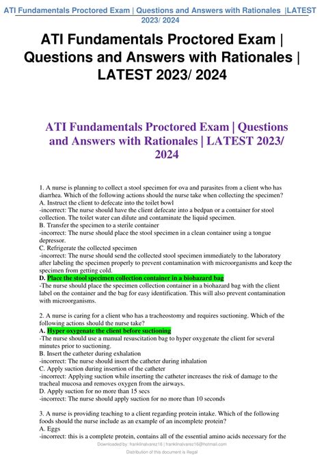 ATI FUNDAMENTALS PROCTORED EXAM QUESTIONS Ebook Doc