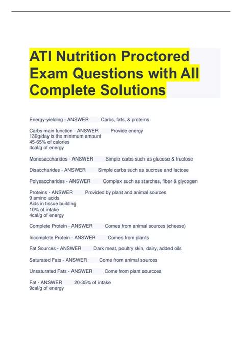 ATI NUTRITION PROCTORED EXAM QUESTIONS Ebook PDF