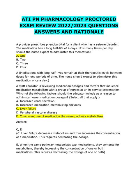 ATI PHARMACOLOGY PROCTORED EXAM QUESTIONS Ebook Doc