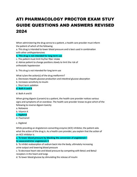 ATI PHARMACOLOGY PROCTORED EXAM QUESTIONS Ebook Doc