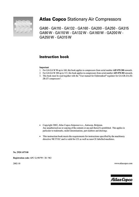 ATLAS COPCO GA 37 SERVICE MANUAL Ebook Reader