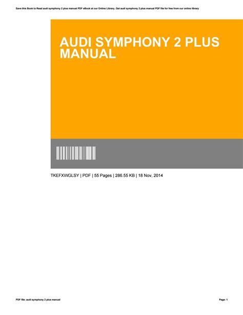 AUDI SYMPHONY 2 PLUS MANUAL Ebook Doc