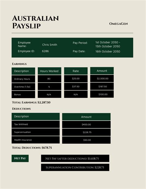 AUSTRALIAN SIMPLE PAYSLIP TEMPLATE Ebook PDF