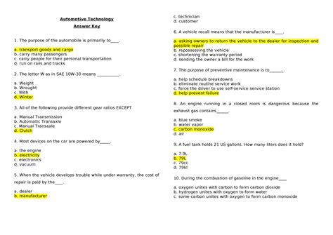 AUTOMOTIVE TECHNOLOGY CHAPTER TEST ANSWER Ebook Epub