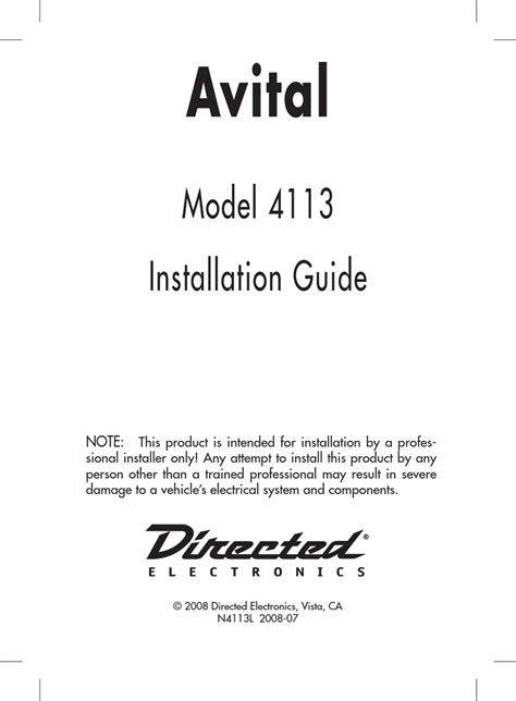 AVITAL 4113 INSTALLATION MANUAL Ebook PDF