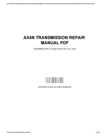 AX4N TRANSMISSION REPAIR MANUAL PDF Ebook Epub