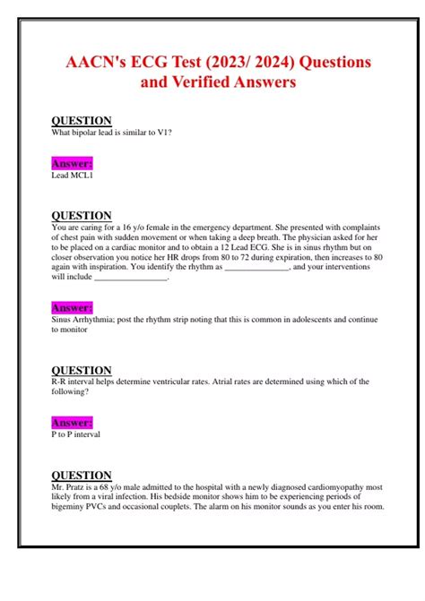 Aacn Ecg Test Answers Epub
