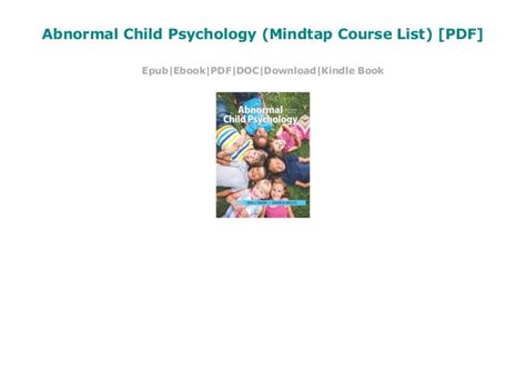 Abnormal Child Psychology MindTap Course List PDF