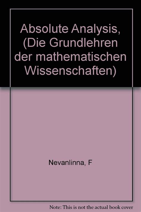 Absolute Analysis Grundlehren Der Mathematischen Wissenschaften In Einzeldarst Reader