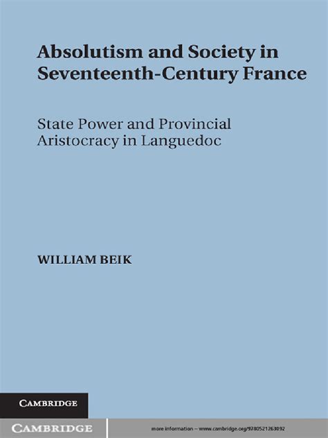 Absolutism and Society in Seventeenth-Century France State Power and Provincial Aristocracy in Lang PDF