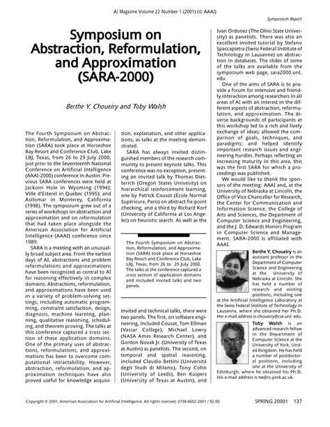 Abstraction, Reformulation, and Approximation 4th International Symposium, SARA 2000 Horseshoe Bay, Doc
