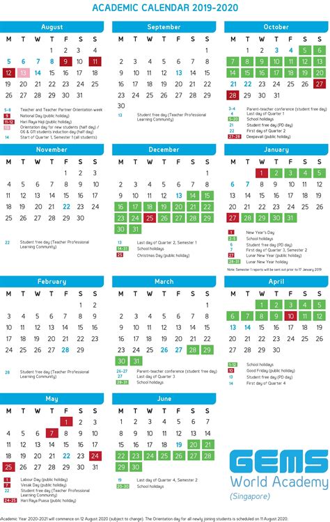 Academic Calendar ITE: