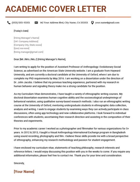 Academic Cover Letter Template