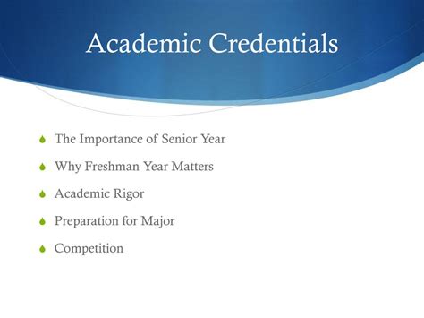 Academic Credentials and Renown