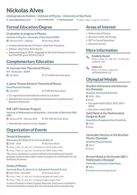 Academic Cv Template Overleaf