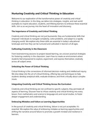 Academic Distinction: Nurturing Intellectual Growth and Critical Thinking