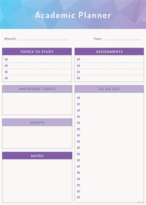 Academic Planner Templates