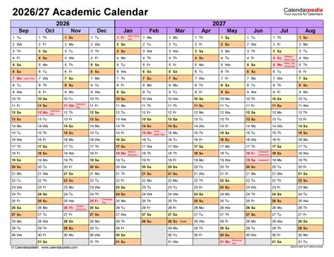 Academic Year Calendar: