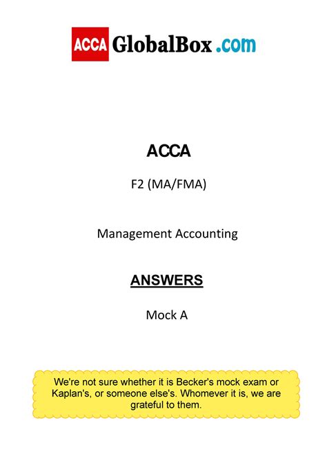 Acca F2 Practice Questions With Answers Epub