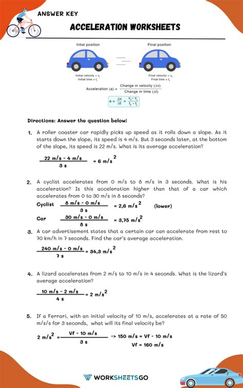 Acceleration Worksheet With Answer Key PDF