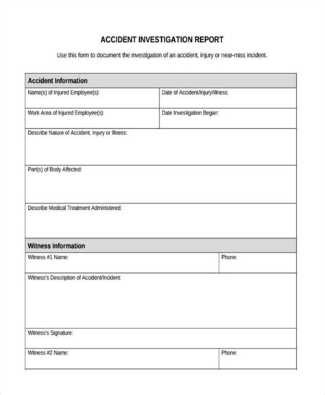Accident Investigation Report Template