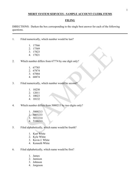 Account Clerk 1 Sample Test Ebook Doc