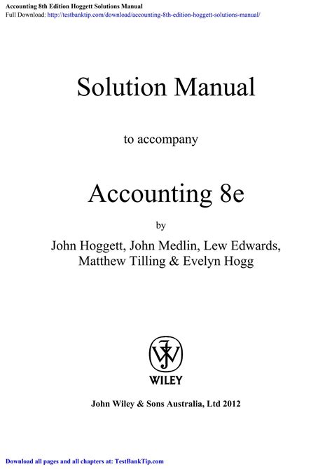 Accounting 8th Edition Hoggett Answers Ebook Kindle Editon