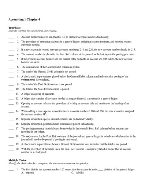 Accounting Chapter 4 Test Answers PDF