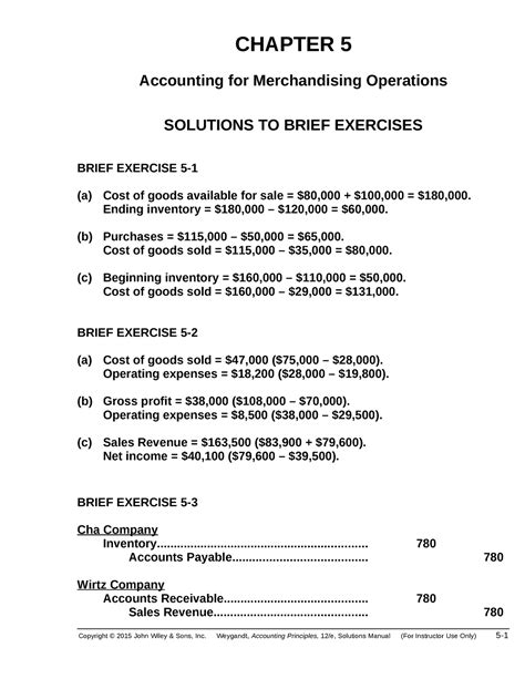 Accounting For Merchandising Operations Exercise Answers Epub