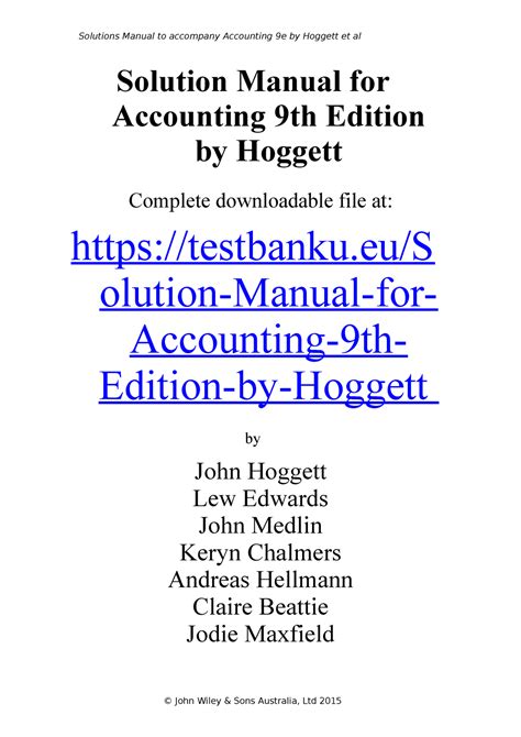 Accounting Hoggett Exercise Solutions Kindle Editon