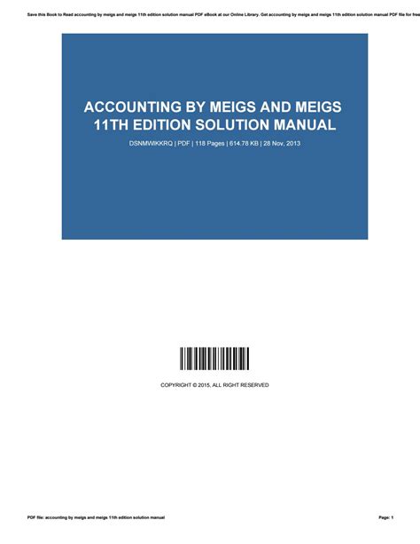 Accounting Meigs 11th Edition Solutions Manual Reader