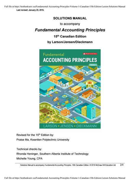 Accounting Principles Sixth Canadian Edition Solution Manual PDF Kindle Editon