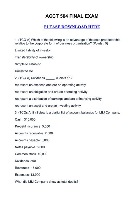 Acct 504 Final Exam Answers Kindle Editon