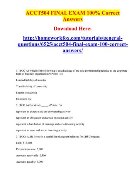 Acct504 Final Exam Answers Kindle Editon