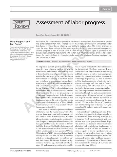 Accurately assess labor progress: